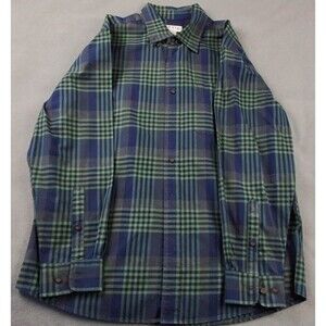 🟢 Orvis Ruff Hewn Men’s L Black Green Plaid Flannel Shirt Long Sleeve Bttn Dwn